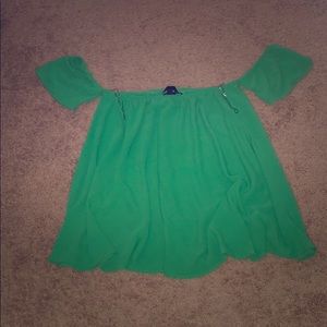 Jeans by Buffalo off the shoulder shirt (Size LG)